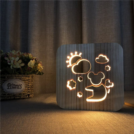 Luce notturna 3D in legno koala