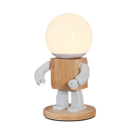 Lampada da tavolo robot in legno