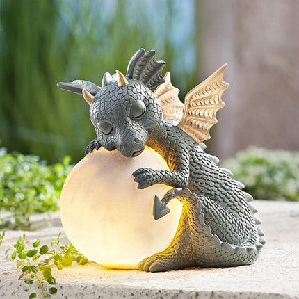 Statua drago luminoso da giardino resina