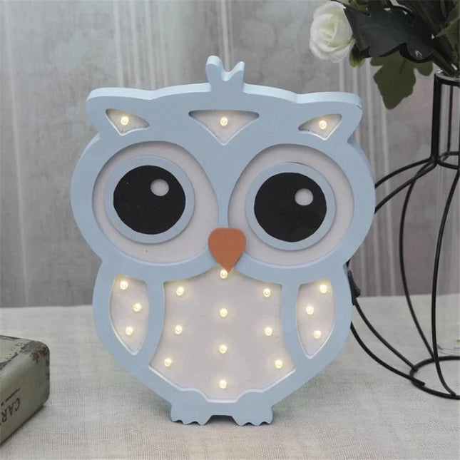 Luce notturna gufo in legno con LED