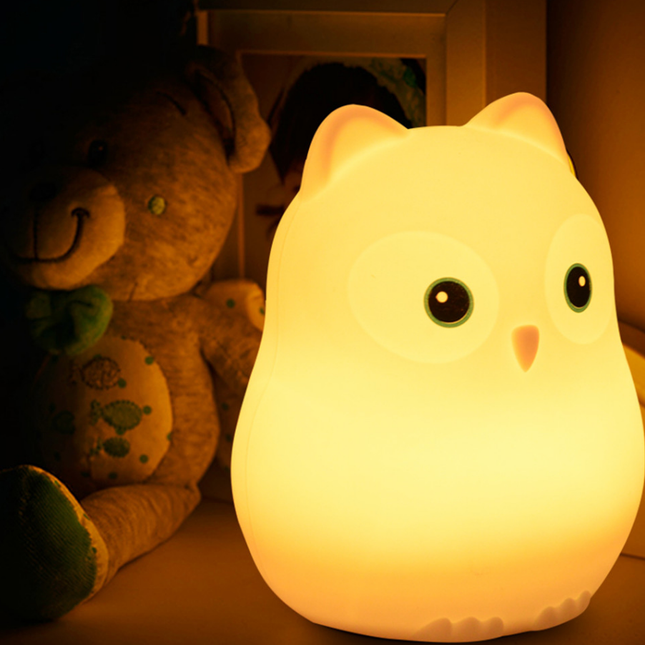 Luce notturna gufo silicone con telecomando