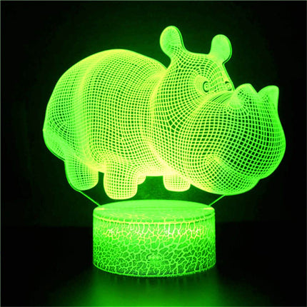Lampada 3D LED ippopotamo con telecomando