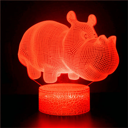 Lampada 3D LED ippopotamo con telecomando