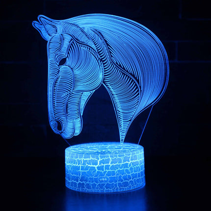 Lampada LED 3D testa di cavallo