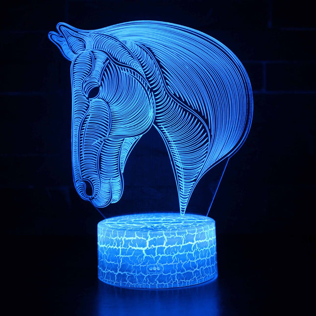 Lampada LED 3D testa di cavallo
