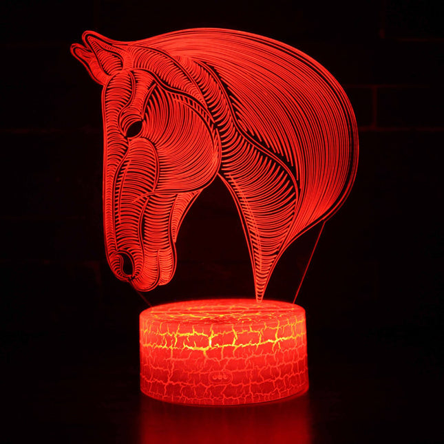 Lampada LED 3D testa di cavallo