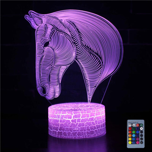 Lampada LED 3D testa di cavallo
