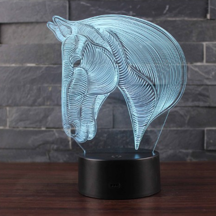 Lampada LED 3D testa di cavallo