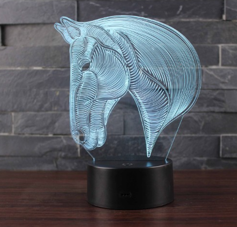 Lampada LED 3D testa di cavallo
