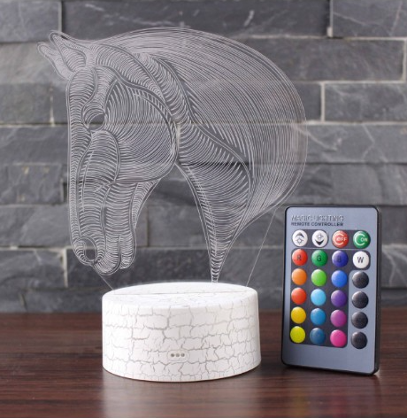 Lampada LED 3D testa di cavallo
