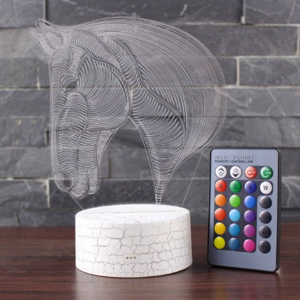 Lampada LED 3D testa di cavallo
