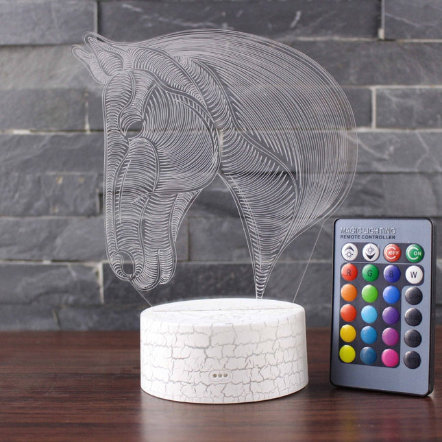 Lampada LED 3D testa di cavallo