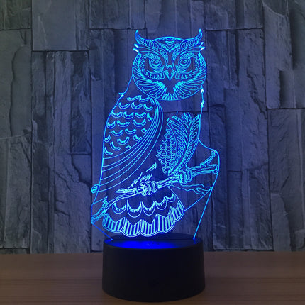 Lampada LED illusione 3D a forma gufo