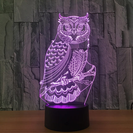 Lampada LED illusione 3D a forma gufo