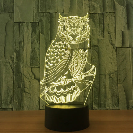 Lampada LED illusione 3D a forma gufo