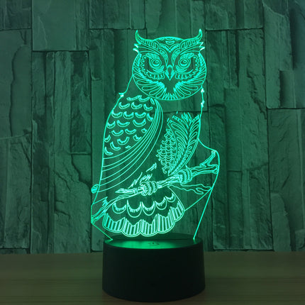 Lampada LED illusione 3D a forma gufo