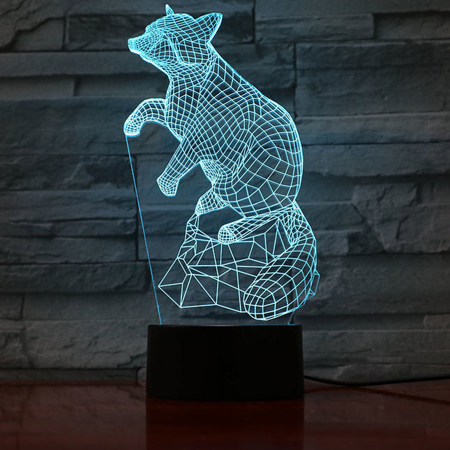 Lampada 3D illusione ottica volpe