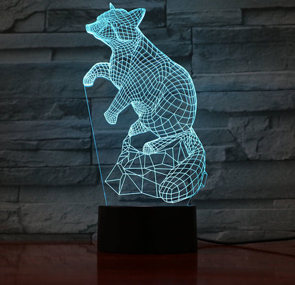 Lampada 3D illusione ottica volpe