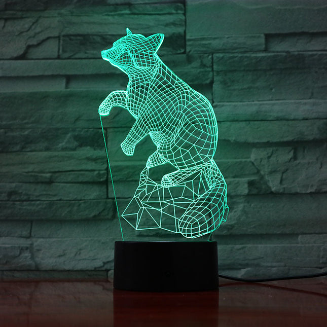 Lampada 3D illusione ottica volpe