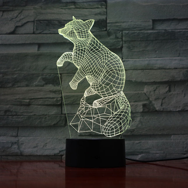 Lampada 3D illusione ottica volpe