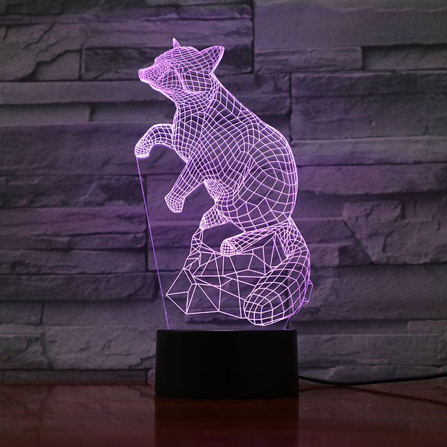 Lampada 3D illusione ottica volpe