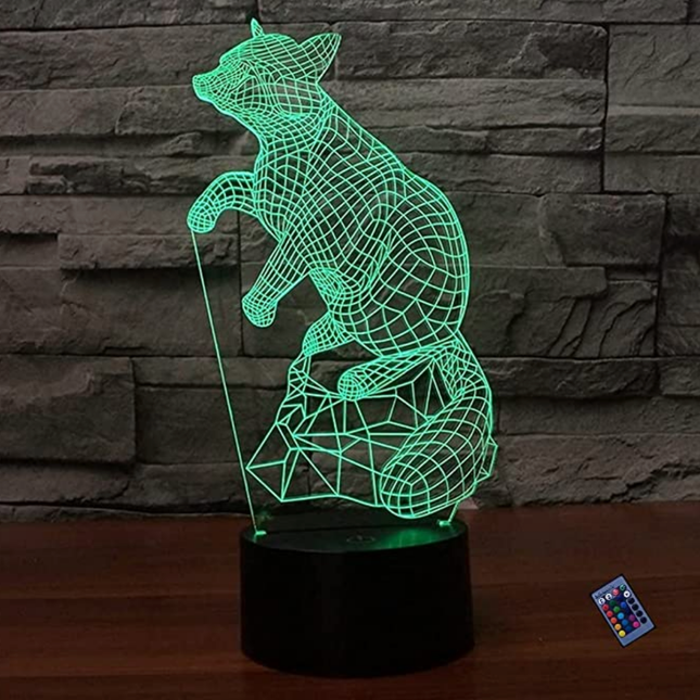Lampada 3D illusione ottica volpe