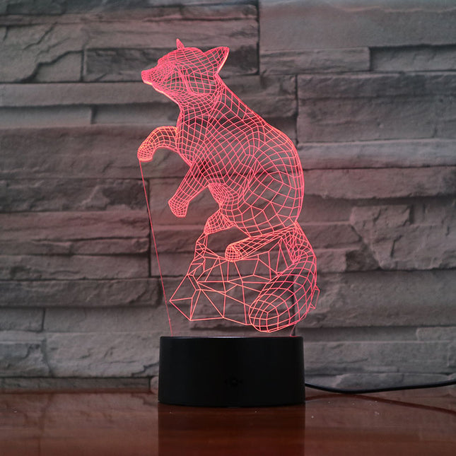 Lampada 3D illusione ottica volpe