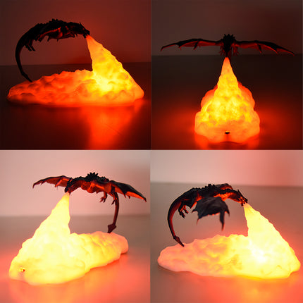 Lampada 3D drago che sputa fuoco