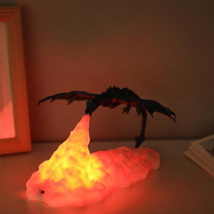 Lampada 3D drago che sputa fuoco