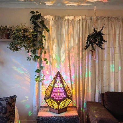 Lampada bohémien in legno con proiezioni