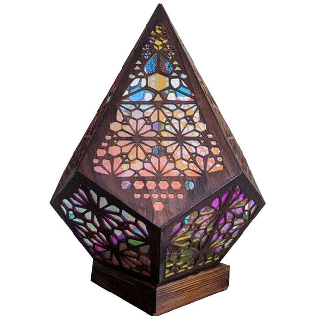 Lampada bohémien in legno con proiezioni