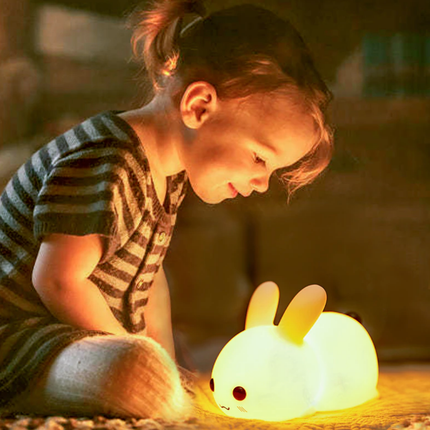 Luce notturna coniglio silicone tattile ricaricabile