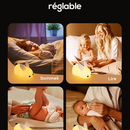 Luce notturna coniglio silicone tattile ricaricabile