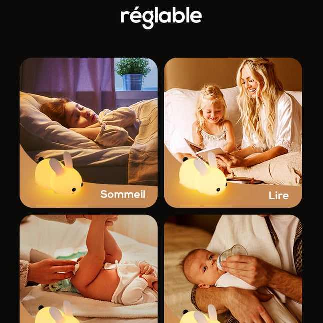 Luce notturna coniglio silicone tattile ricaricabile