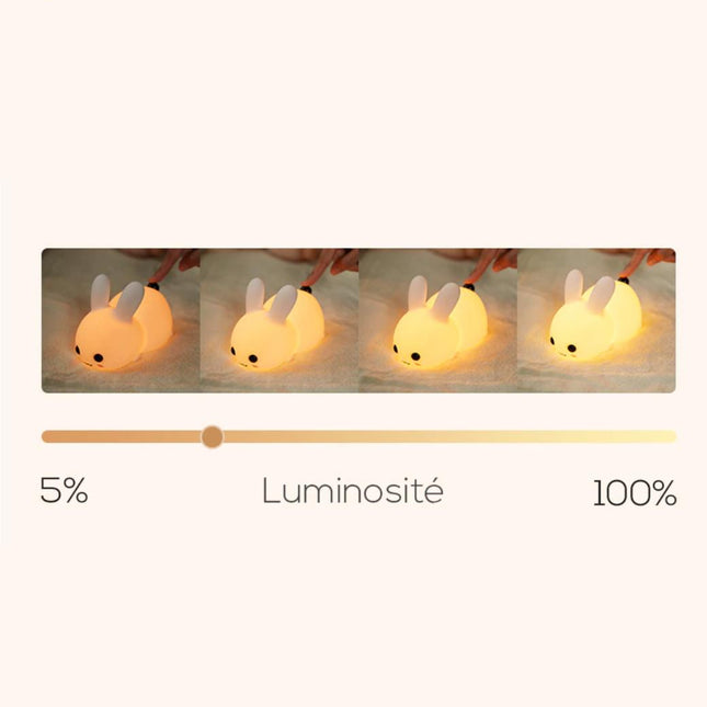 Luce notturna coniglio silicone tattile ricaricabile