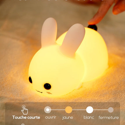 Luce notturna coniglio silicone tattile ricaricabile