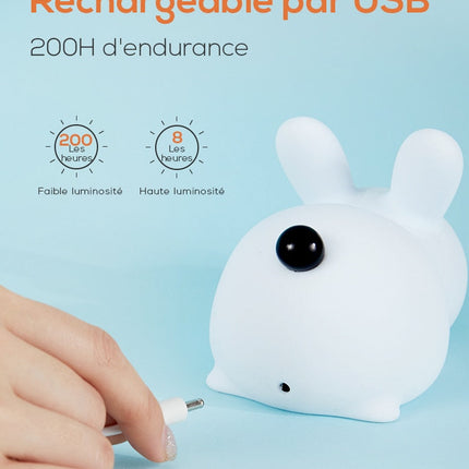 Luce notturna coniglio silicone tattile ricaricabile