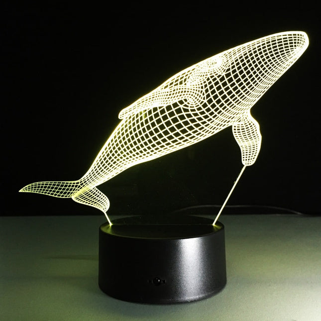Luce notturna 3D illusione ottica balena