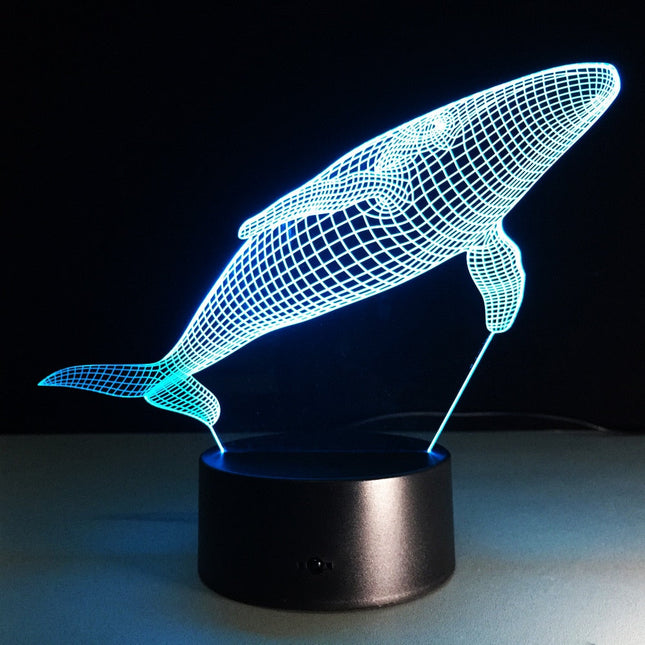 Luce notturna 3D illusione ottica balena