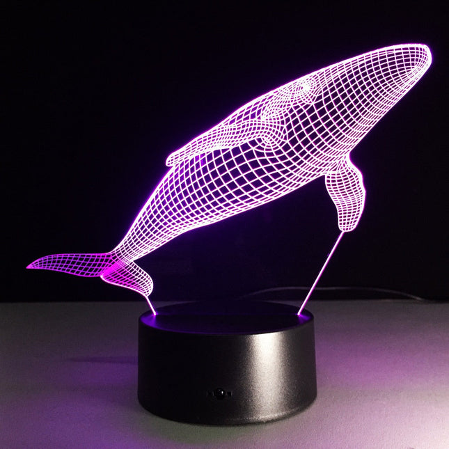 Luce notturna 3D illusione ottica balena
