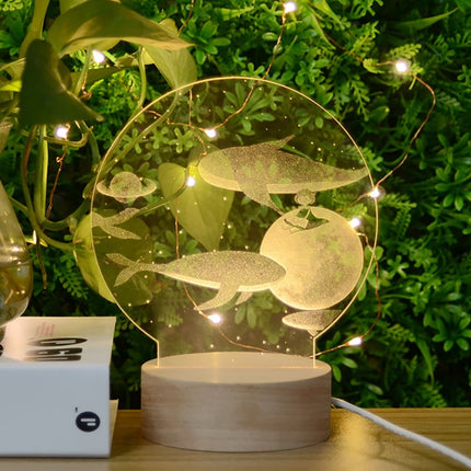 Lampada fiabesca con balene e luna