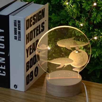 Lampada fiabesca con balene e luna