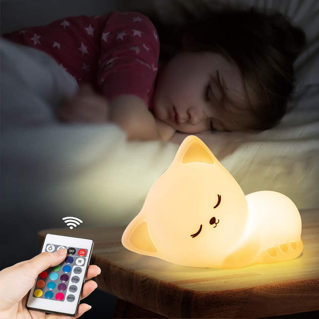 Luce notturna gatto in silicone telecomandata