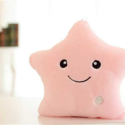 Cuscino peluche luminoso a stella rosa