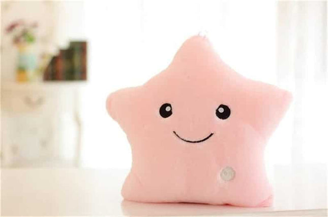 Cuscino peluche luminoso a stella rosa