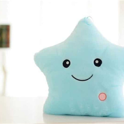 Cuscino peluche luminoso a stella blu