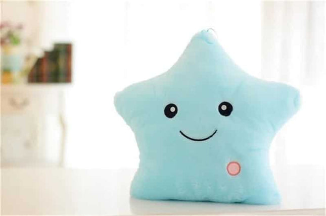 Cuscino peluche luminoso a stella blu