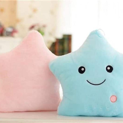 Cuscino peluche luminoso a stella rosa