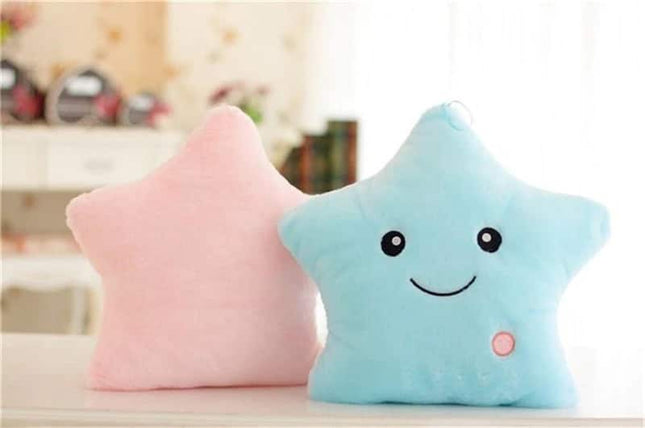 Cuscino peluche luminoso a stella blu