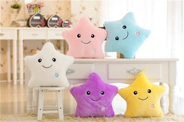 Cuscino peluche luminoso a stella blu